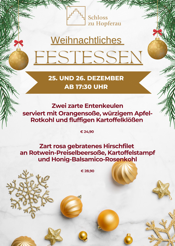 Weihnachtsessen Schloss zu Hopferau